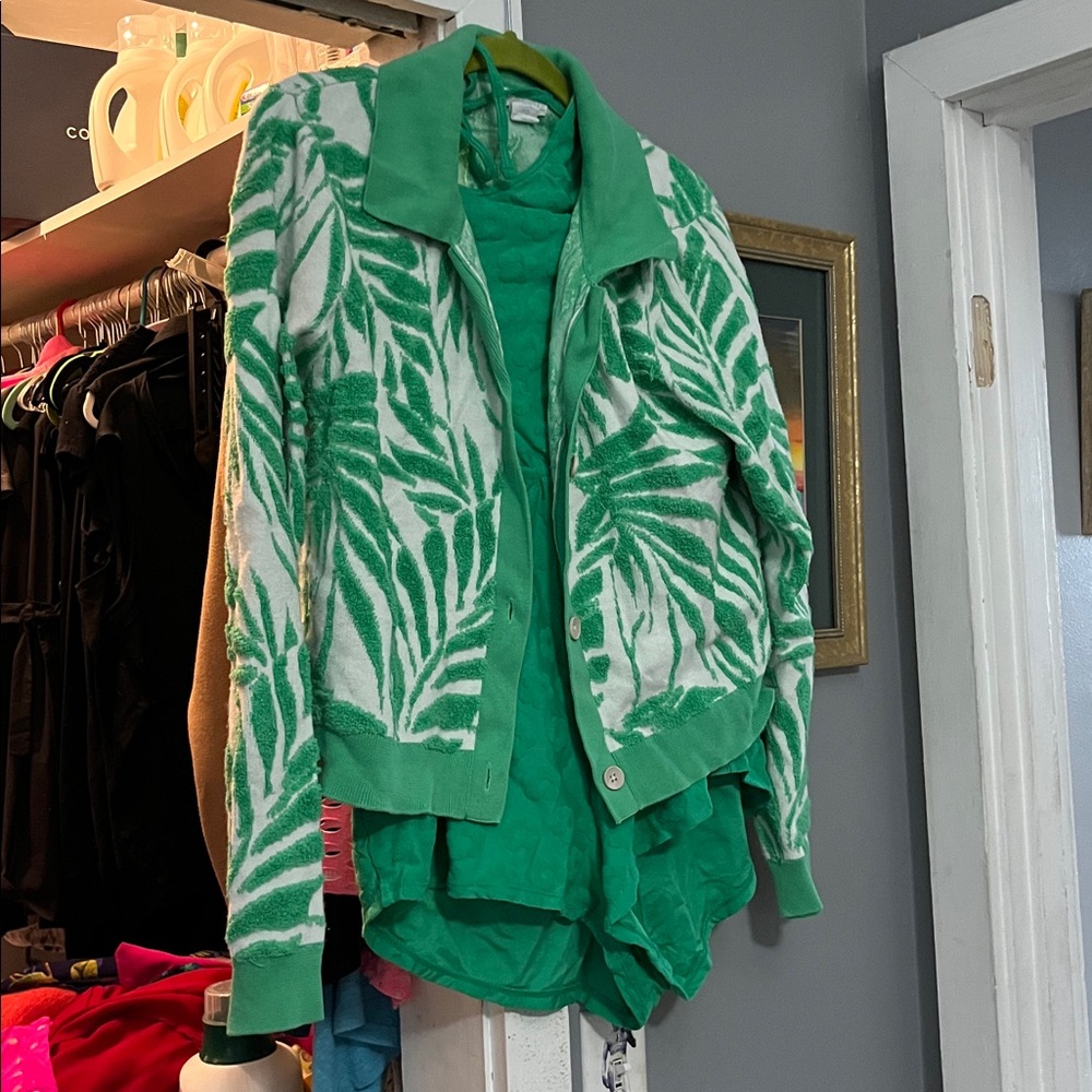 Green Hurley Textured Romper with Cynthia Rowley jacket